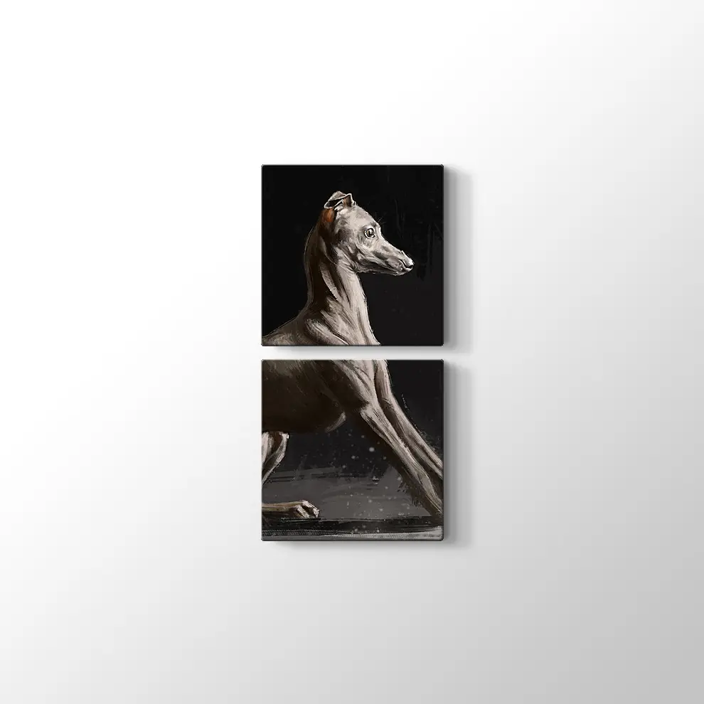 Dijital Fare Portreli İtalyan Tazısı Kanvas Tablo