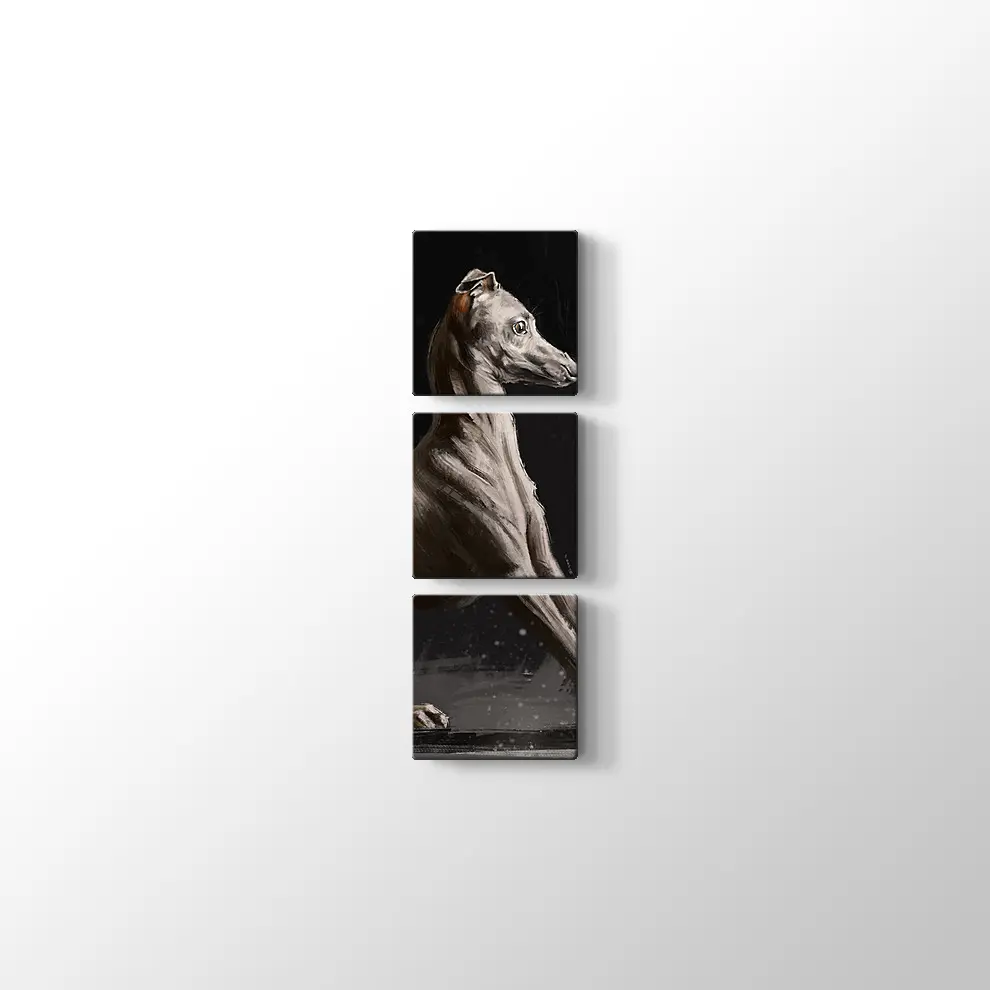 Dijital Fare Portreli İtalyan Tazısı Kanvas Tablo