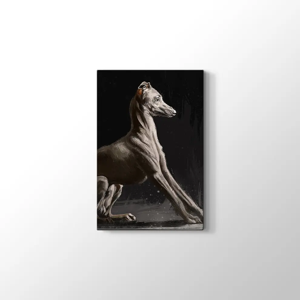 Dijital Fare Portreli İtalyan Tazısı Kanvas Tablo