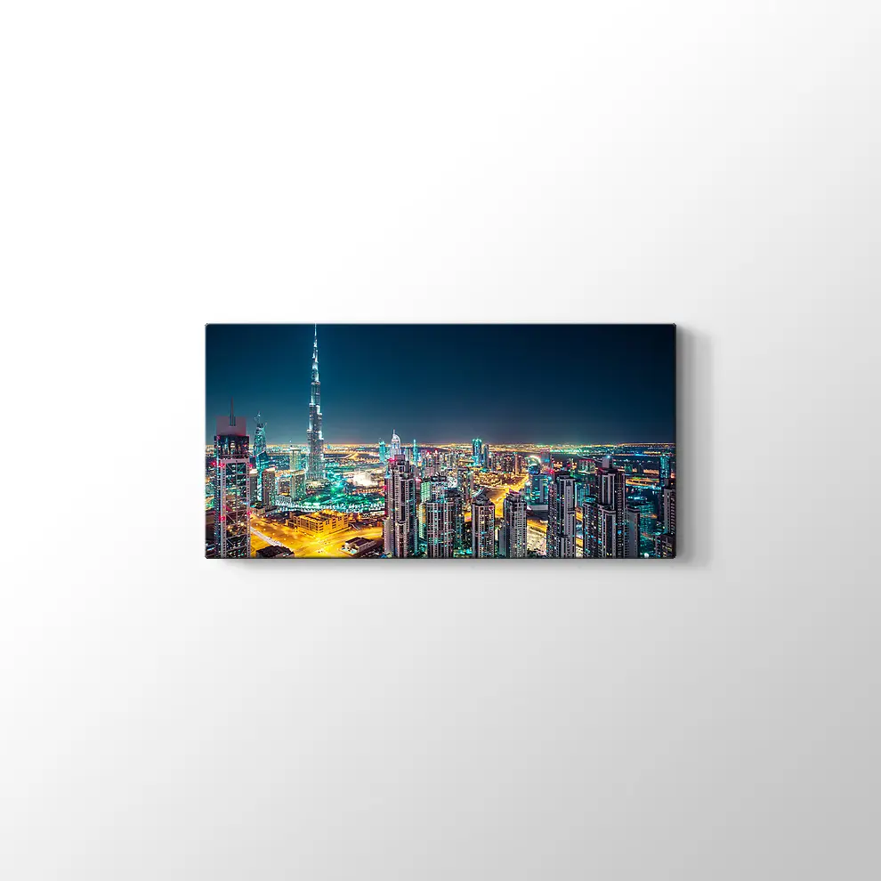 Dubai Fantastik Gece Silueti Kanvas Tablo