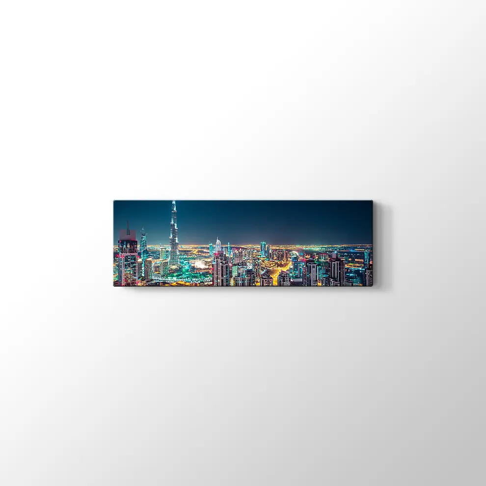 Dubai Fantastik Gece Silueti Kanvas Tablo