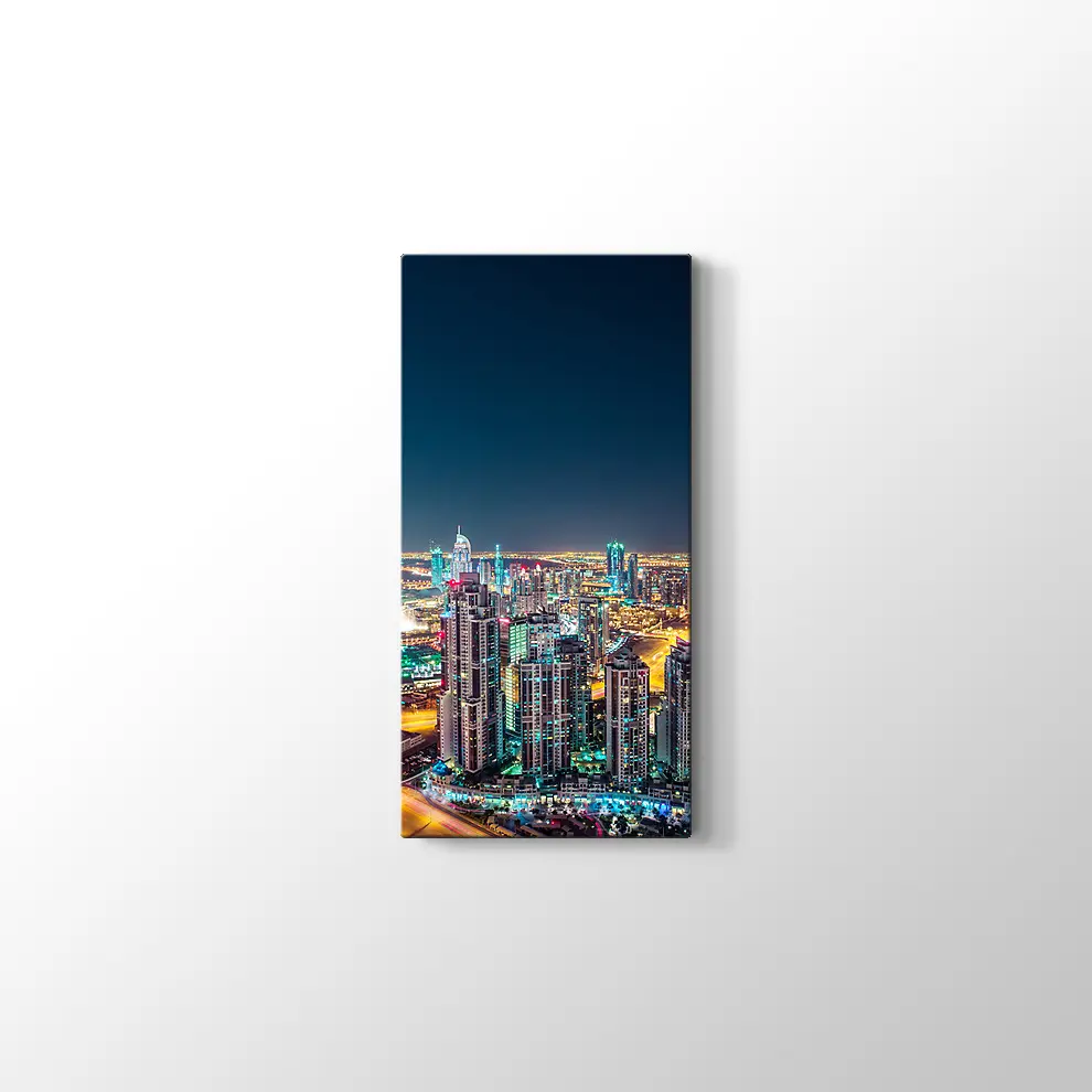 Dubai Fantastik Gece Silueti Kanvas Tablo