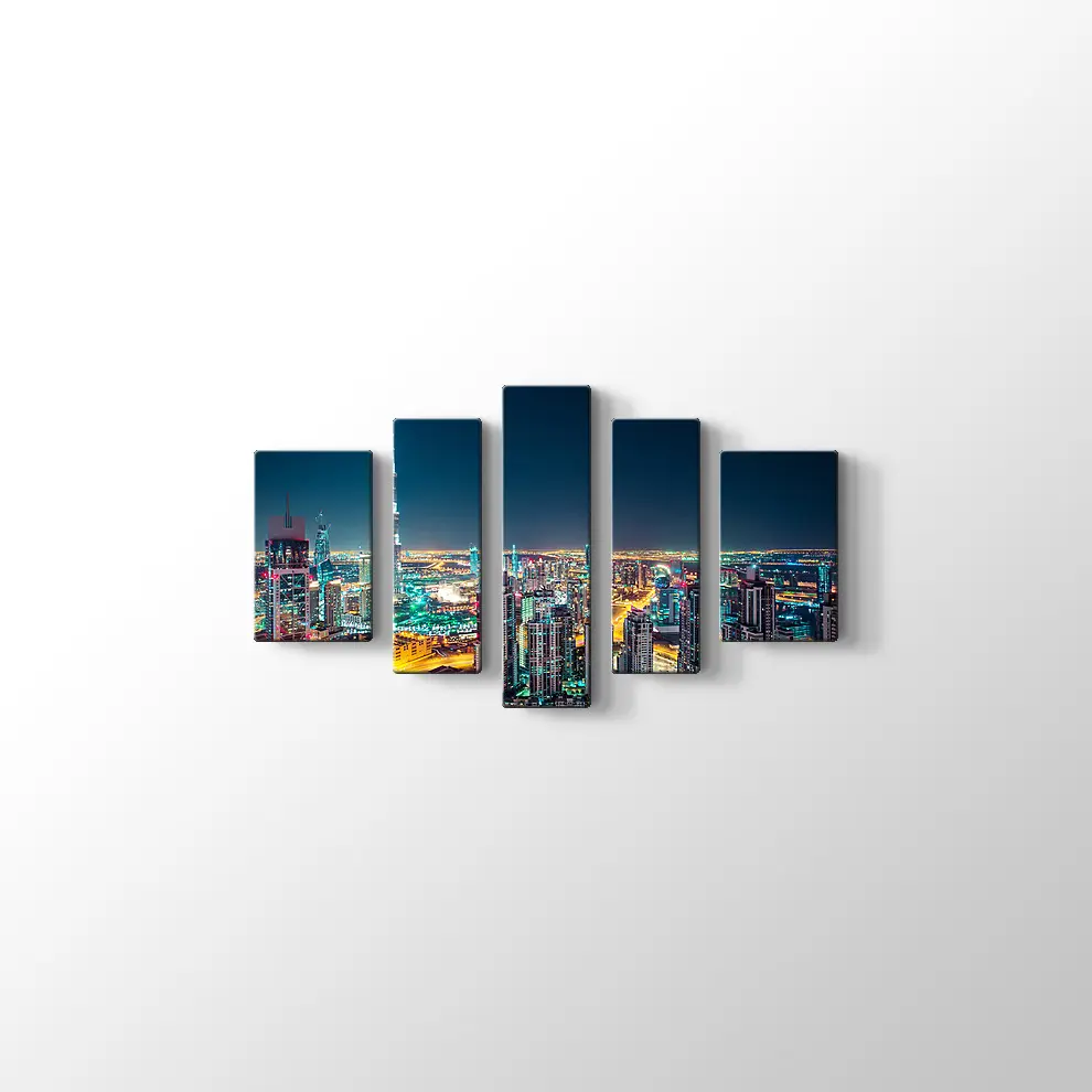 Dubai Fantastik Gece Silueti Kanvas Tablo