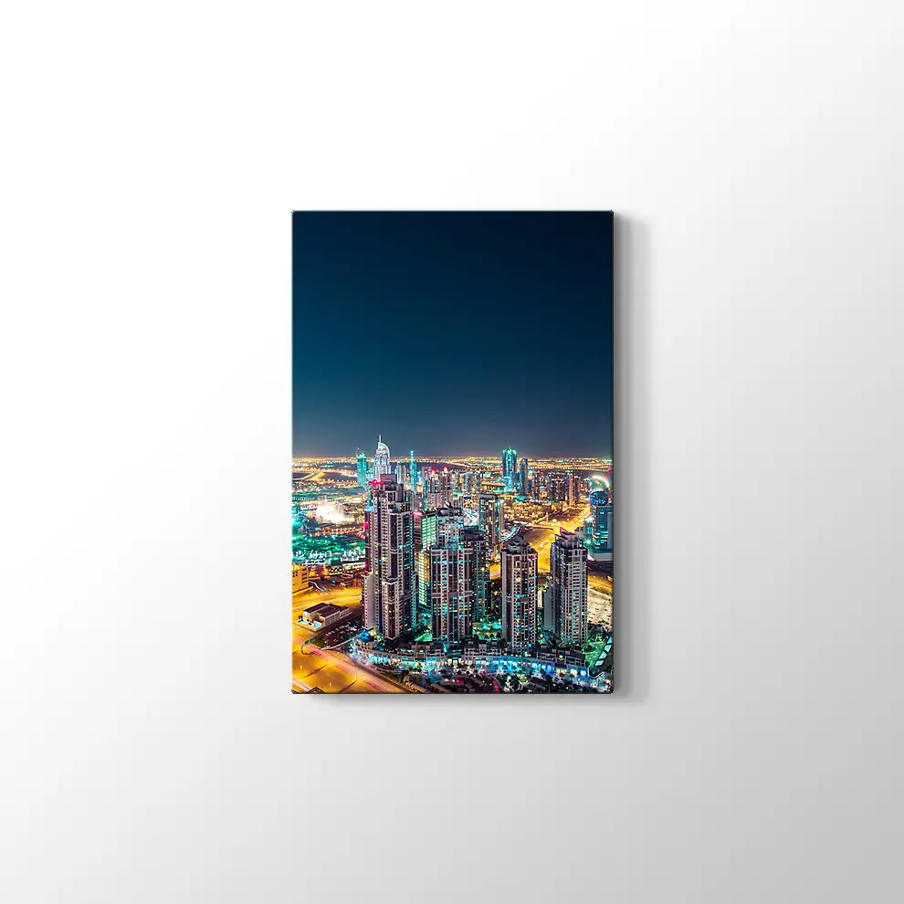 Dubai Fantastik Gece Silueti Kanvas Tablo