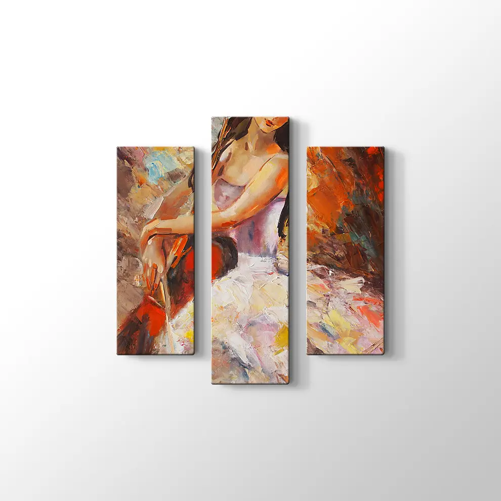 Dekoratif Çello Çalan Kadın Kanvas Tablo