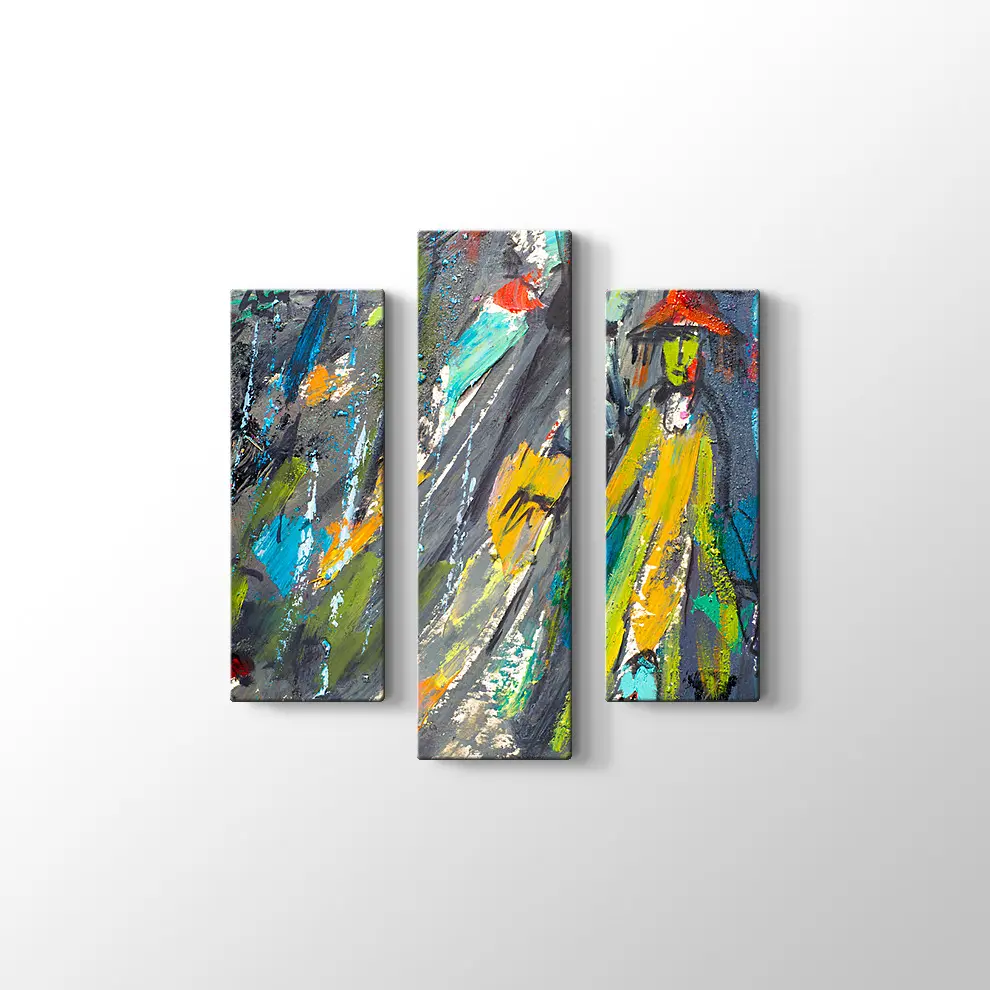 Dekoratif Şemsiyeli Kadın Kanvas Tablo