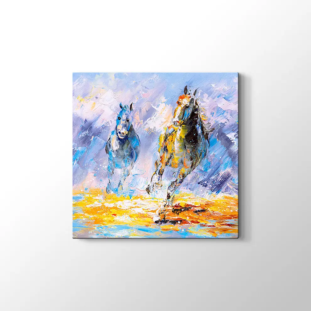 Dekoratif Koşu Atı Kanvas Tablo