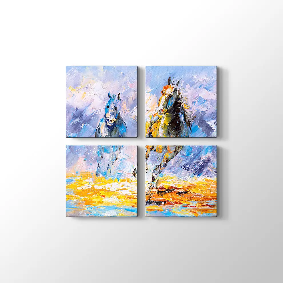 Dekoratif Koşu Atı Kanvas Tablo