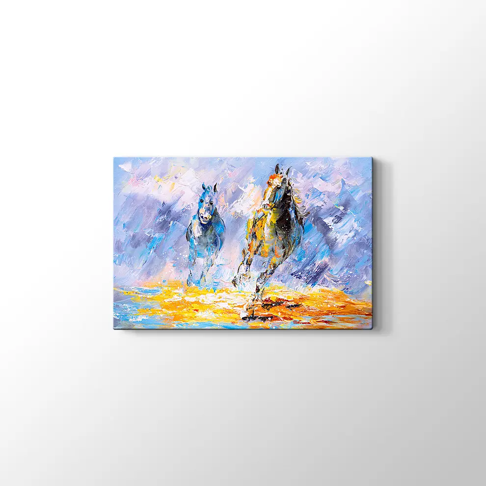 Dekoratif Koşu Atı Kanvas Tablo