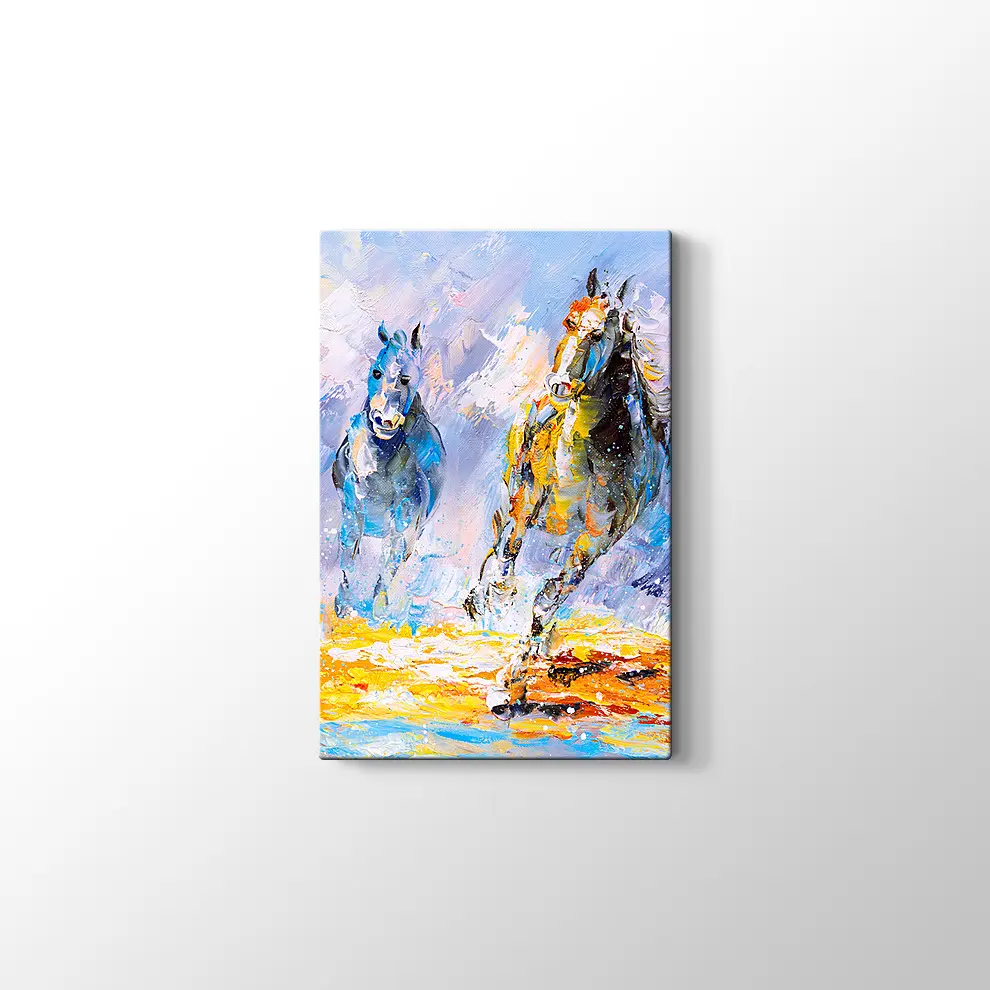 Dekoratif Koşu Atı Kanvas Tablo