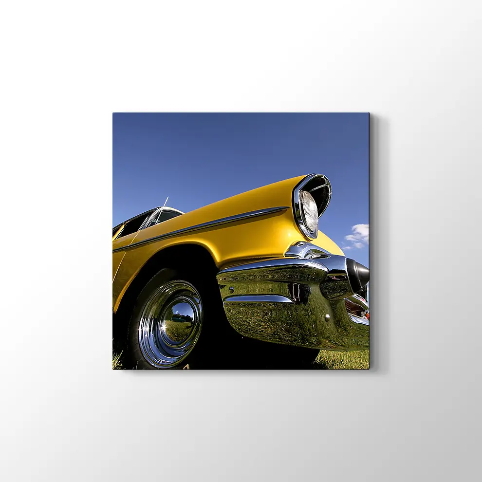 Sarı Klasik Chevrolet Kanvas Tablo