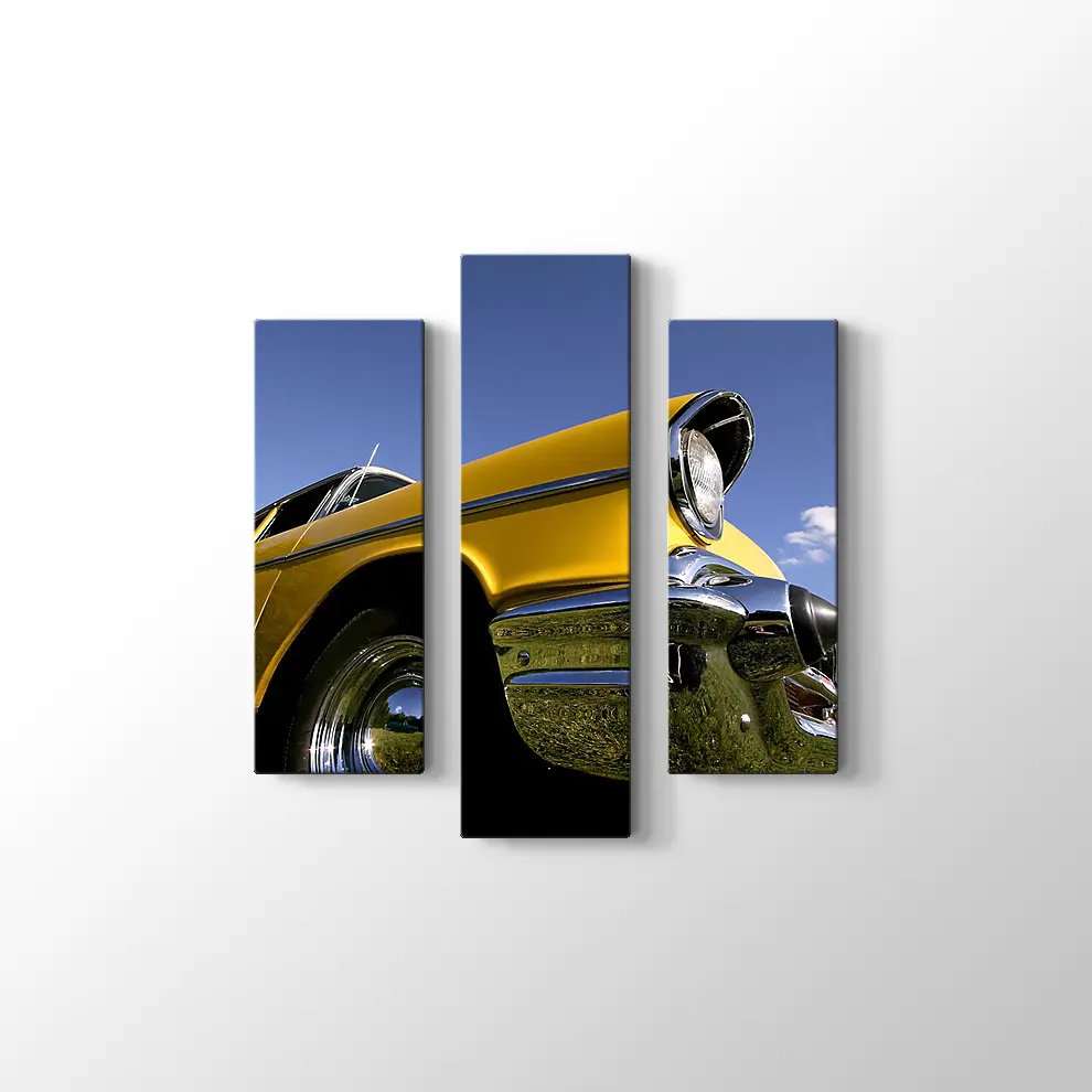 Sarı Klasik Chevrolet Kanvas Tablo