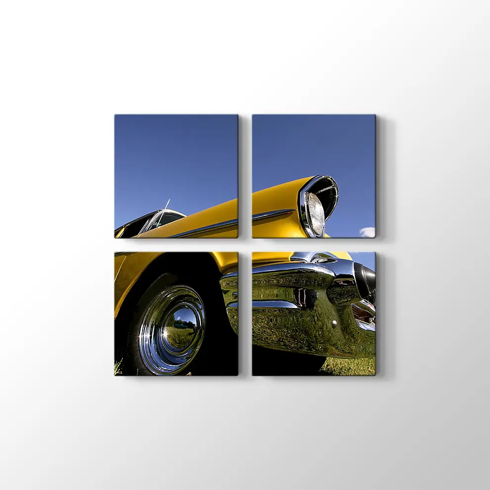 Sarı Klasik Chevrolet Kanvas Tablo