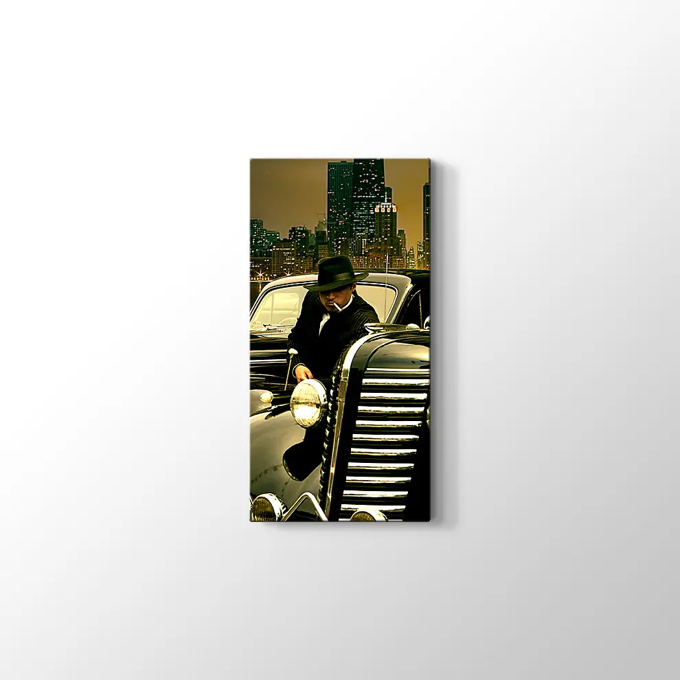 1938 Buick Roadmaster Convertible ve 1942 Chevrolet Coupe Kanvas Tablo