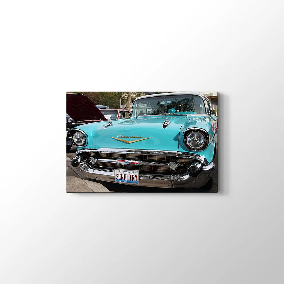 Yeşil Chevrolet Bel Air Kanvas Tablo