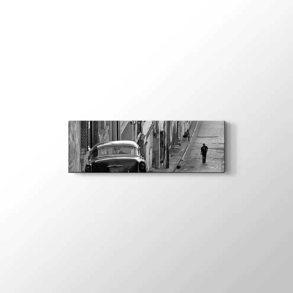 Eski Zaman Sokaklar ve Klasik Araba Kanvas Tablo