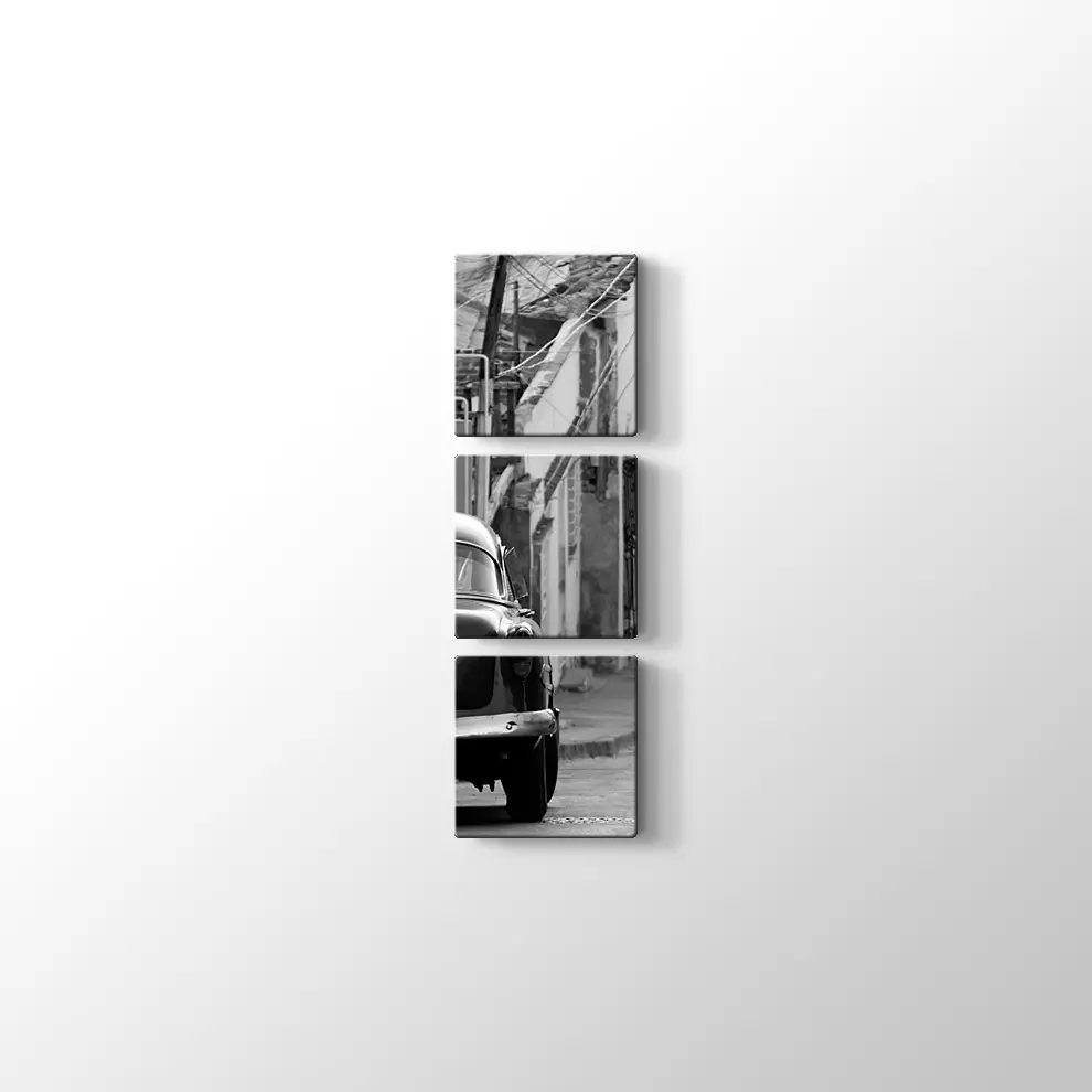 Eski Zaman Sokaklar ve Klasik Araba Kanvas Tablo