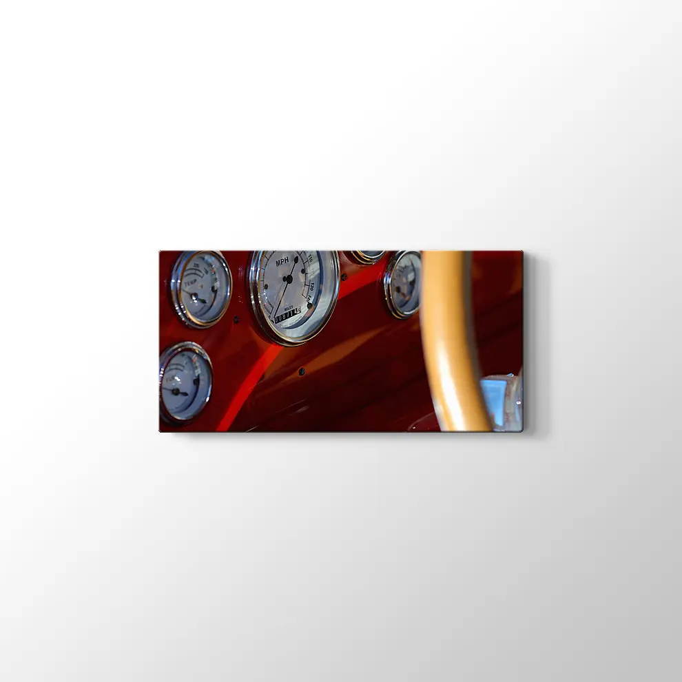 Nostaljik Kırmızı Araba Kanvas Tablo