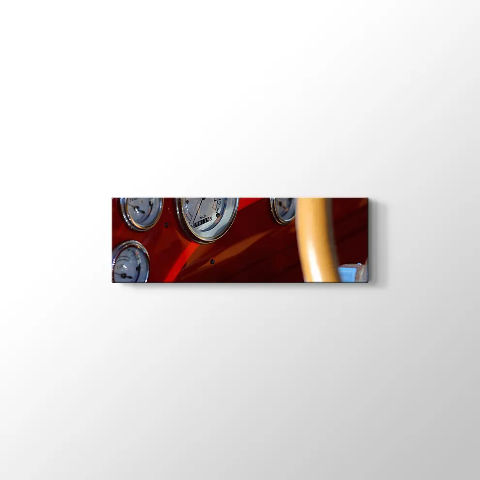 Nostaljik Kırmızı Araba Kanvas Tablo