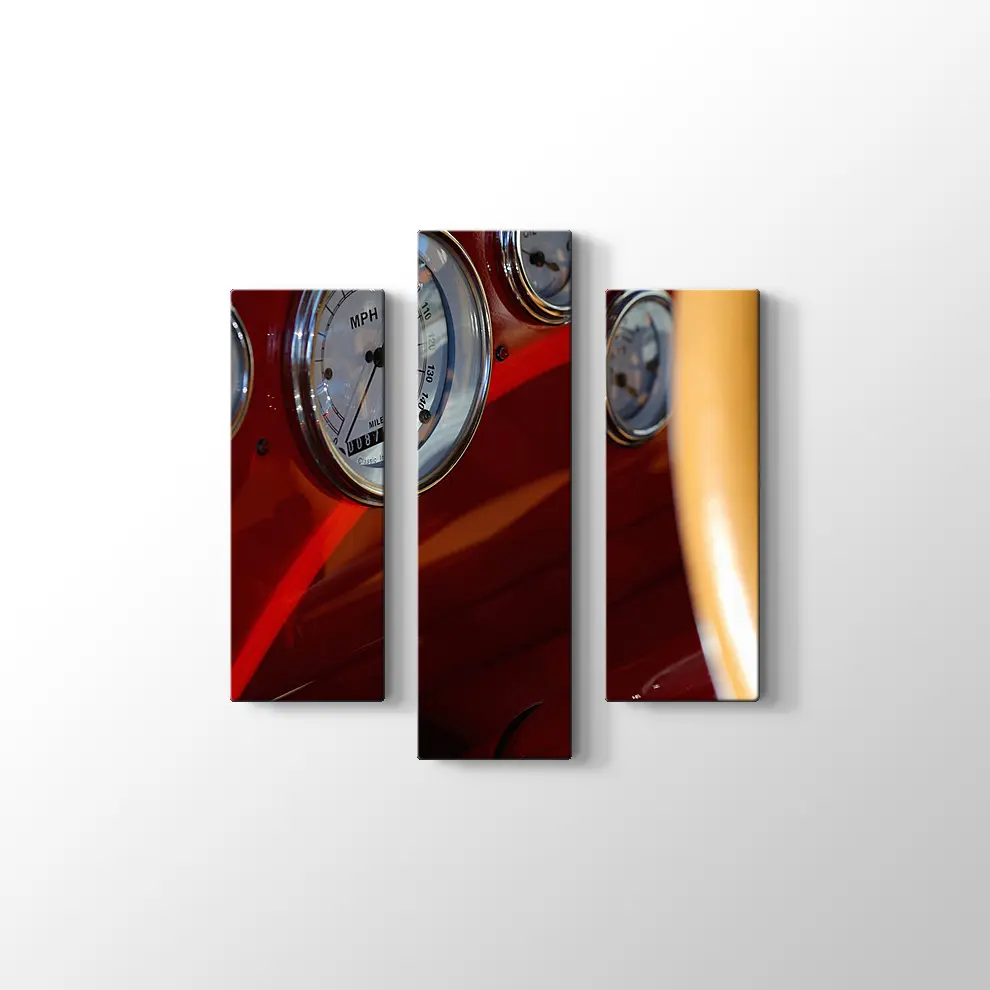 Nostaljik Kırmızı Araba Kanvas Tablo