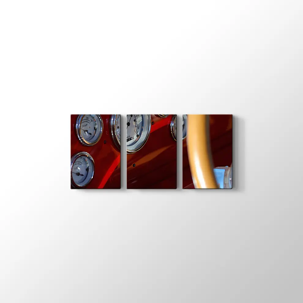 Nostaljik Kırmızı Araba Kanvas Tablo