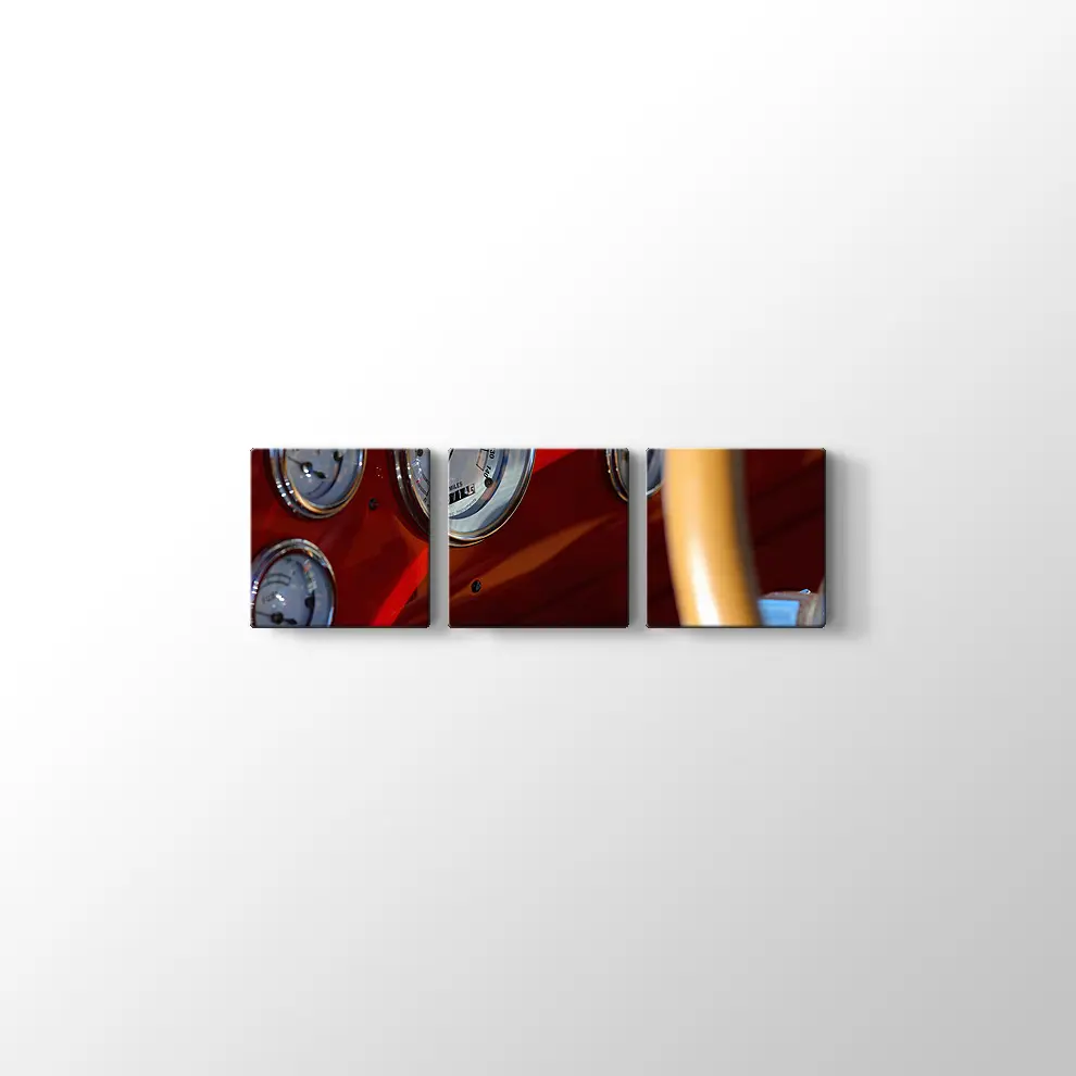 Nostaljik Kırmızı Araba Kanvas Tablo