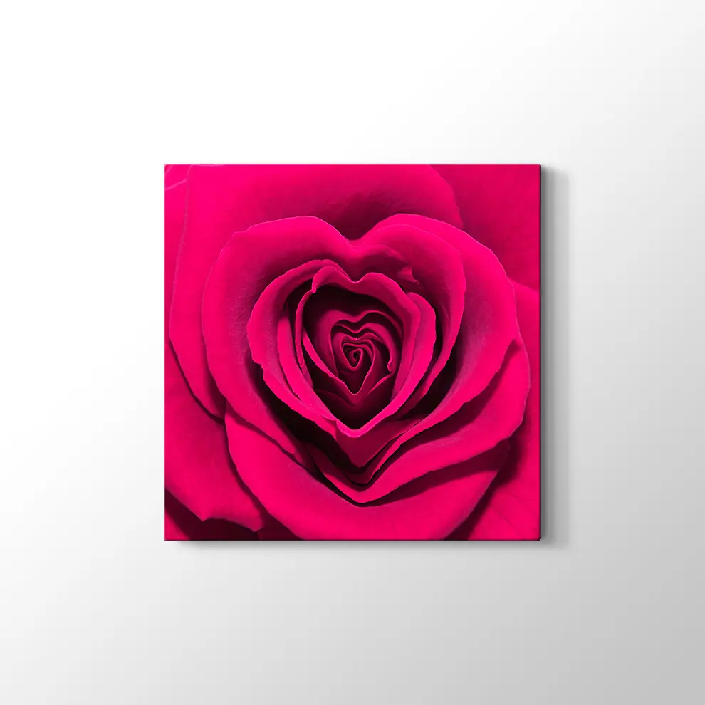 Gül Yaprağı Kalp Kanvas Tablo