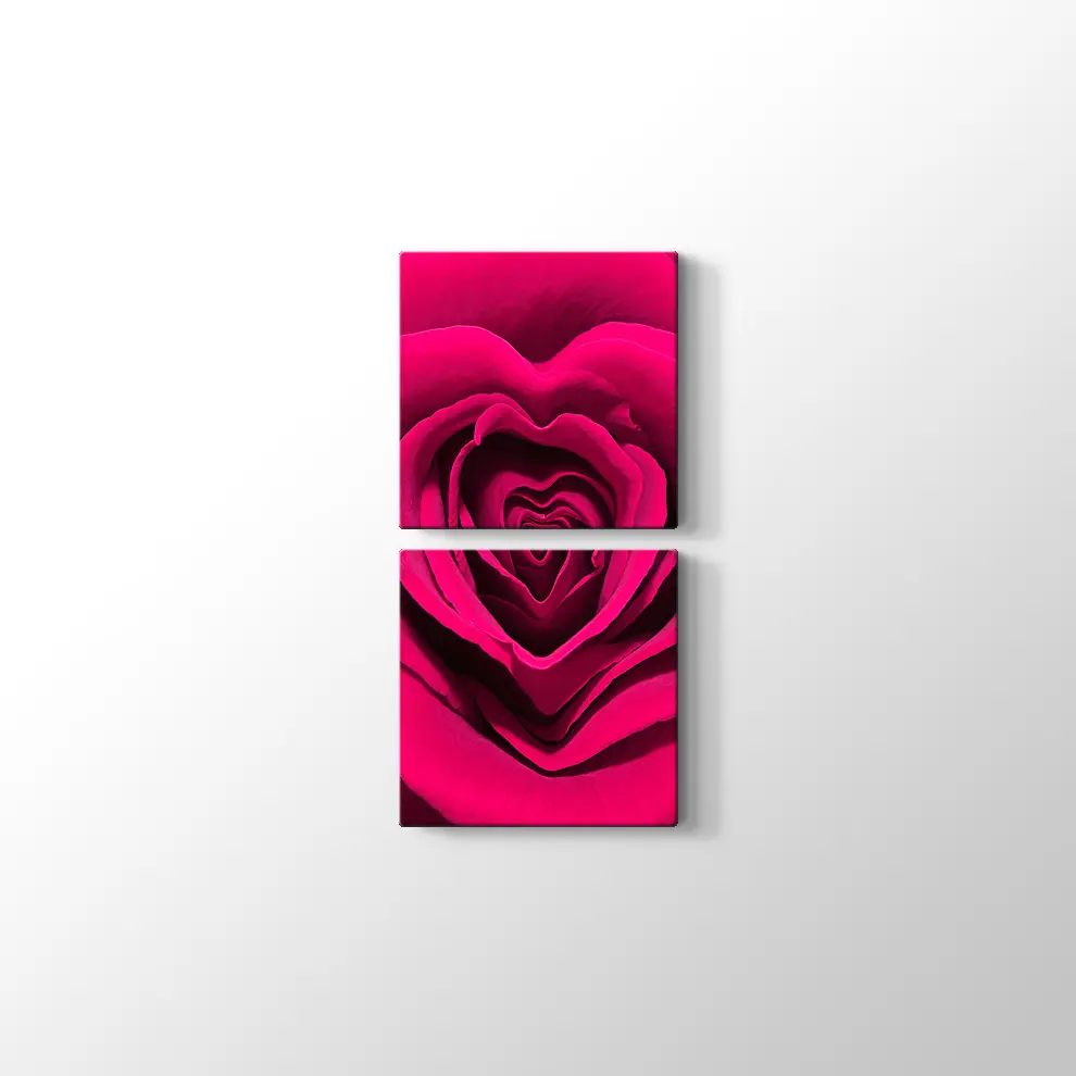 Gül Yaprağı Kalp Kanvas Tablo