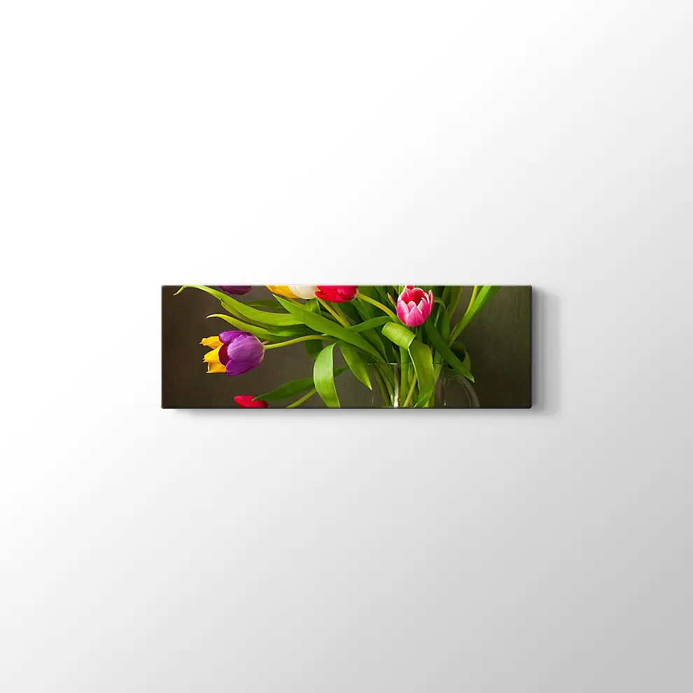 Renkli Lale Vazosu Kanvas Tablo