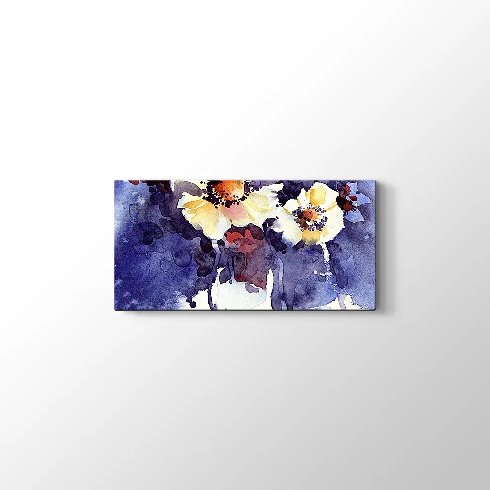 Suluboya Çiçek Çalışması Kanvas Tablo