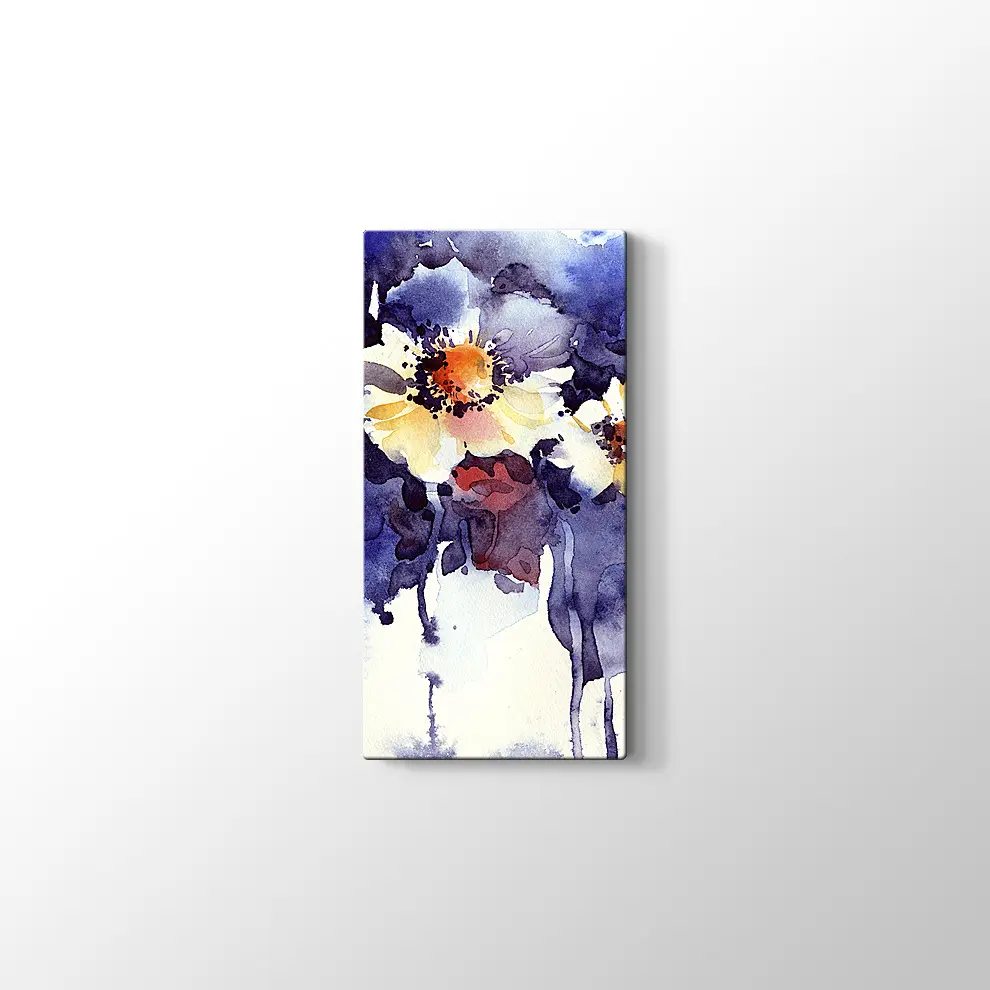 Suluboya Çiçek Çalışması Kanvas Tablo