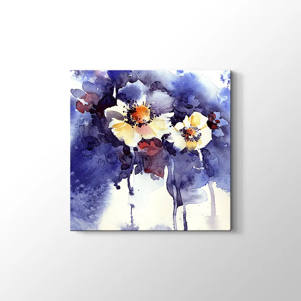 Suluboya Çiçek Çalışması Kanvas Tablo
