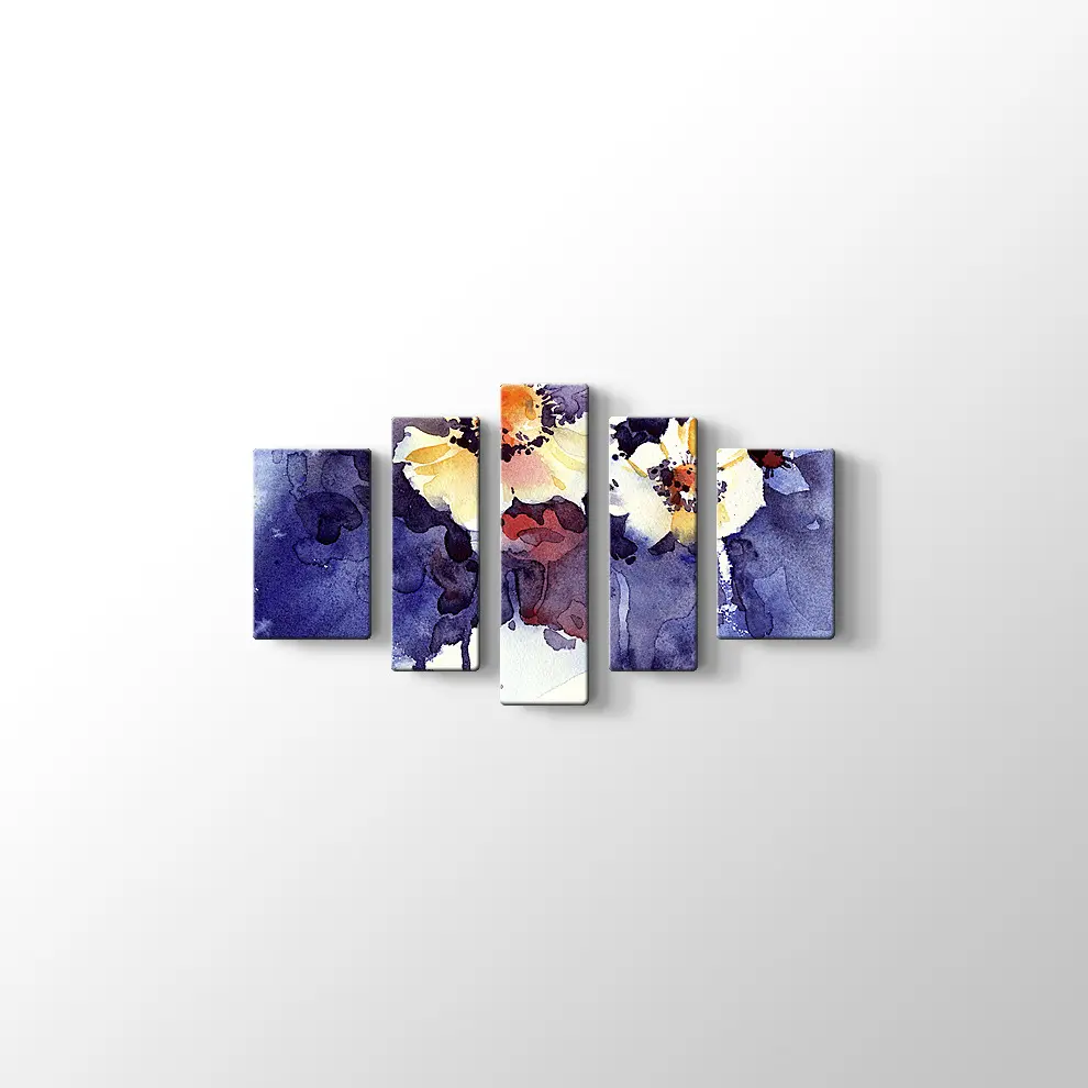 Suluboya Çiçek Çalışması Kanvas Tablo