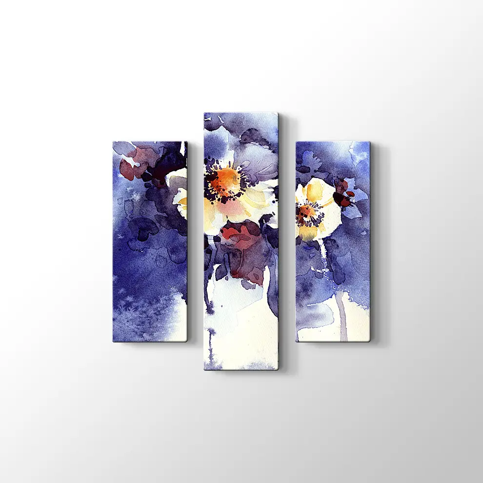 Suluboya Çiçek Çalışması Kanvas Tablo