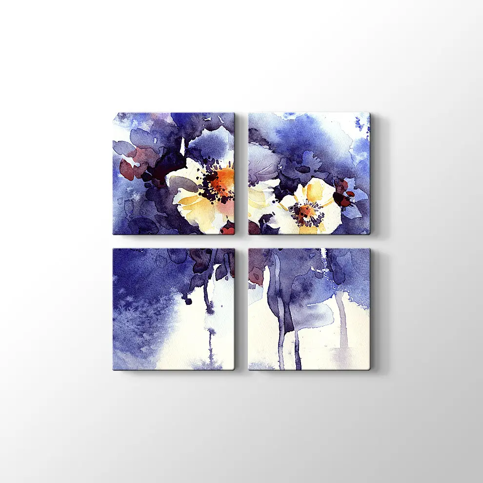 Suluboya Çiçek Çalışması Kanvas Tablo