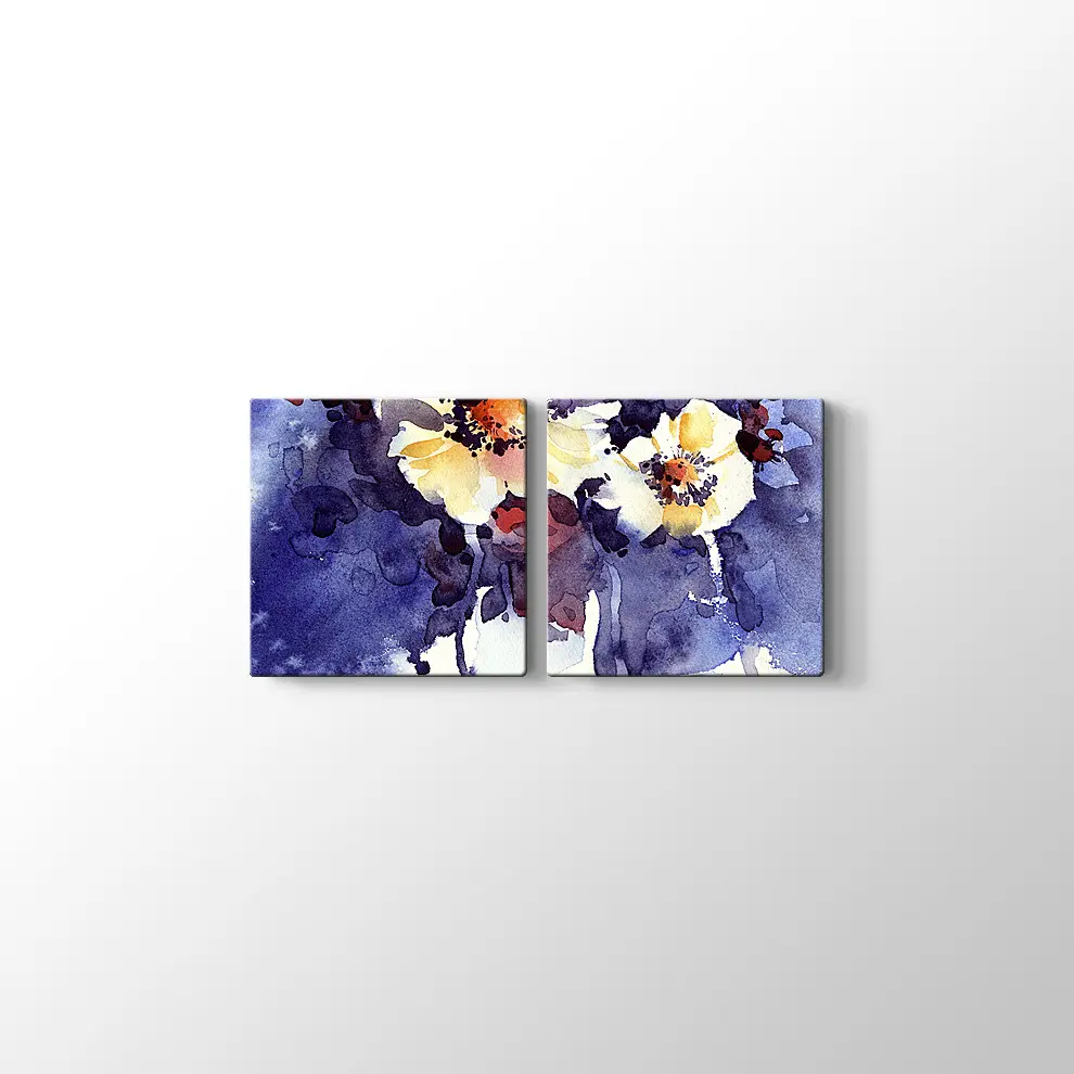 Suluboya Çiçek Çalışması Kanvas Tablo