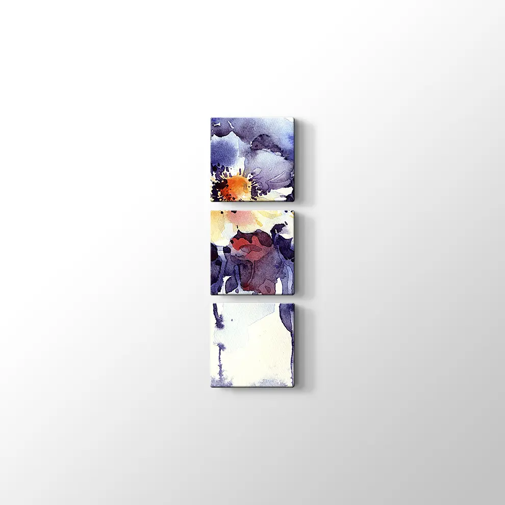 Suluboya Çiçek Çalışması Kanvas Tablo