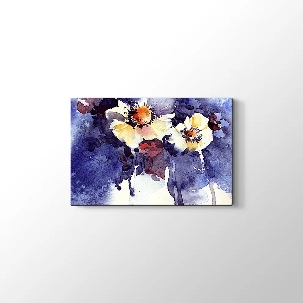Suluboya Çiçek Çalışması Kanvas Tablo
