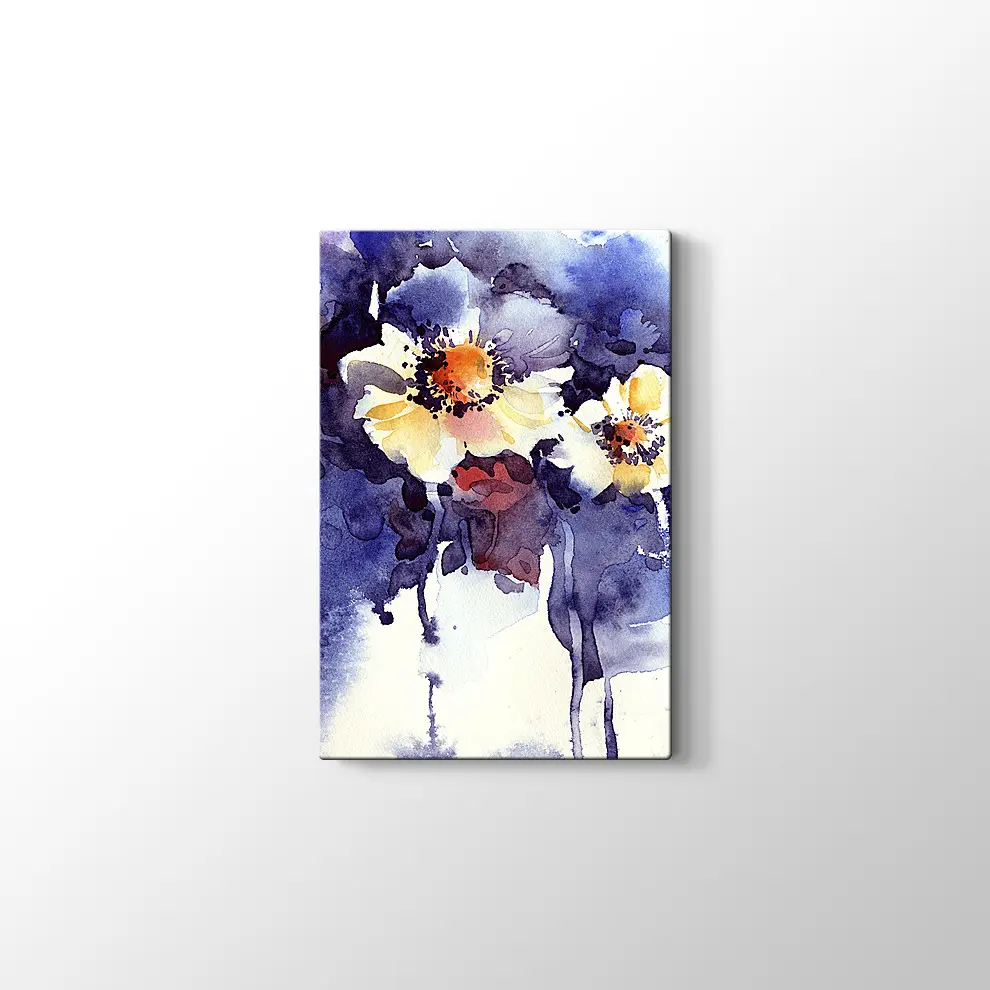 Suluboya Çiçek Çalışması Kanvas Tablo