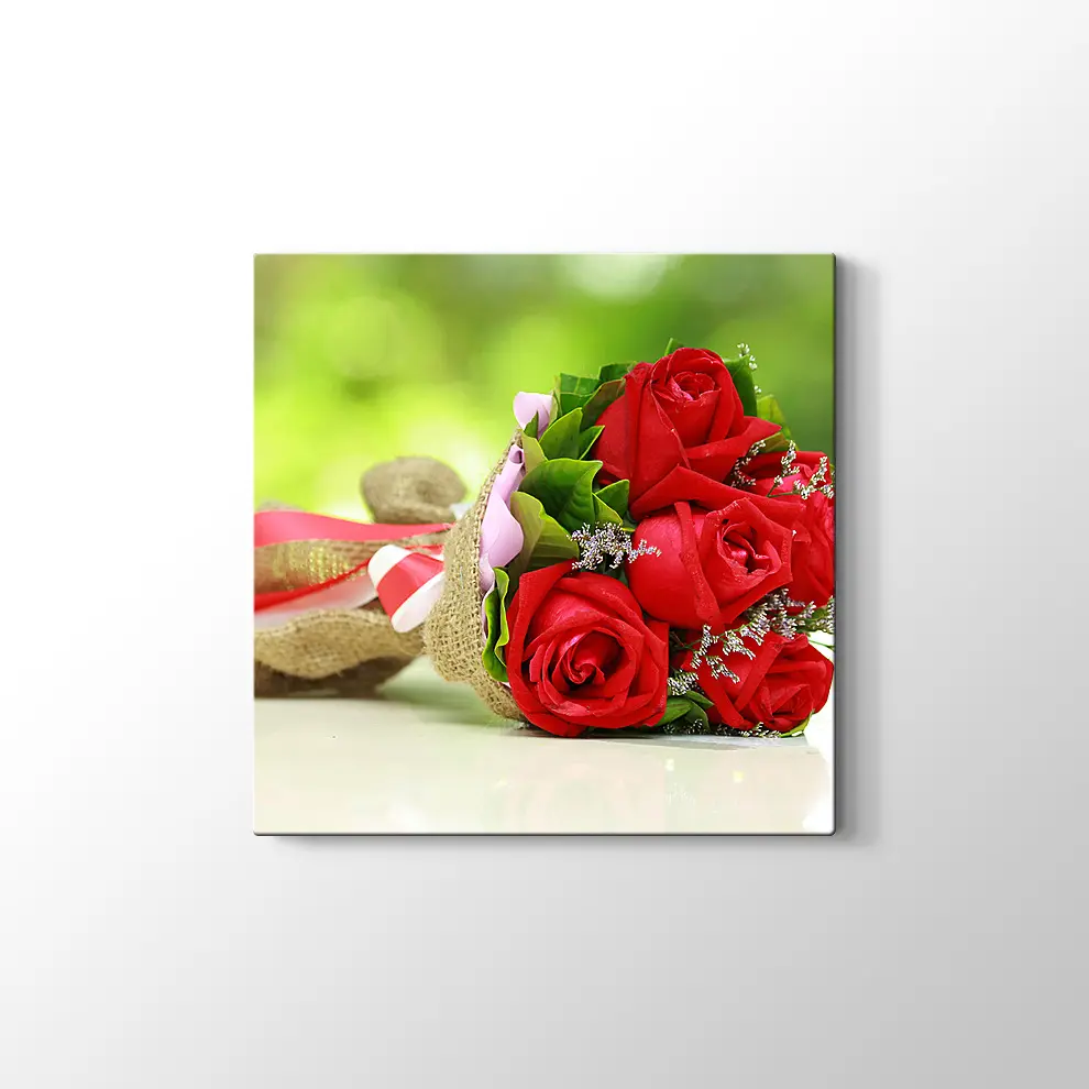 Bir Demet Kırmızı Gül Kanvas Tablo