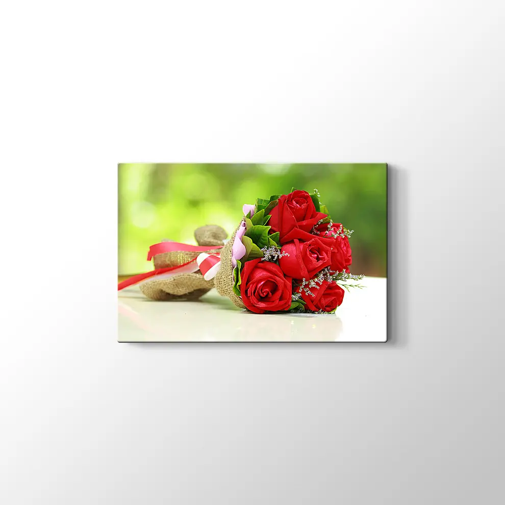 Bir Demet Kırmızı Gül Kanvas Tablo