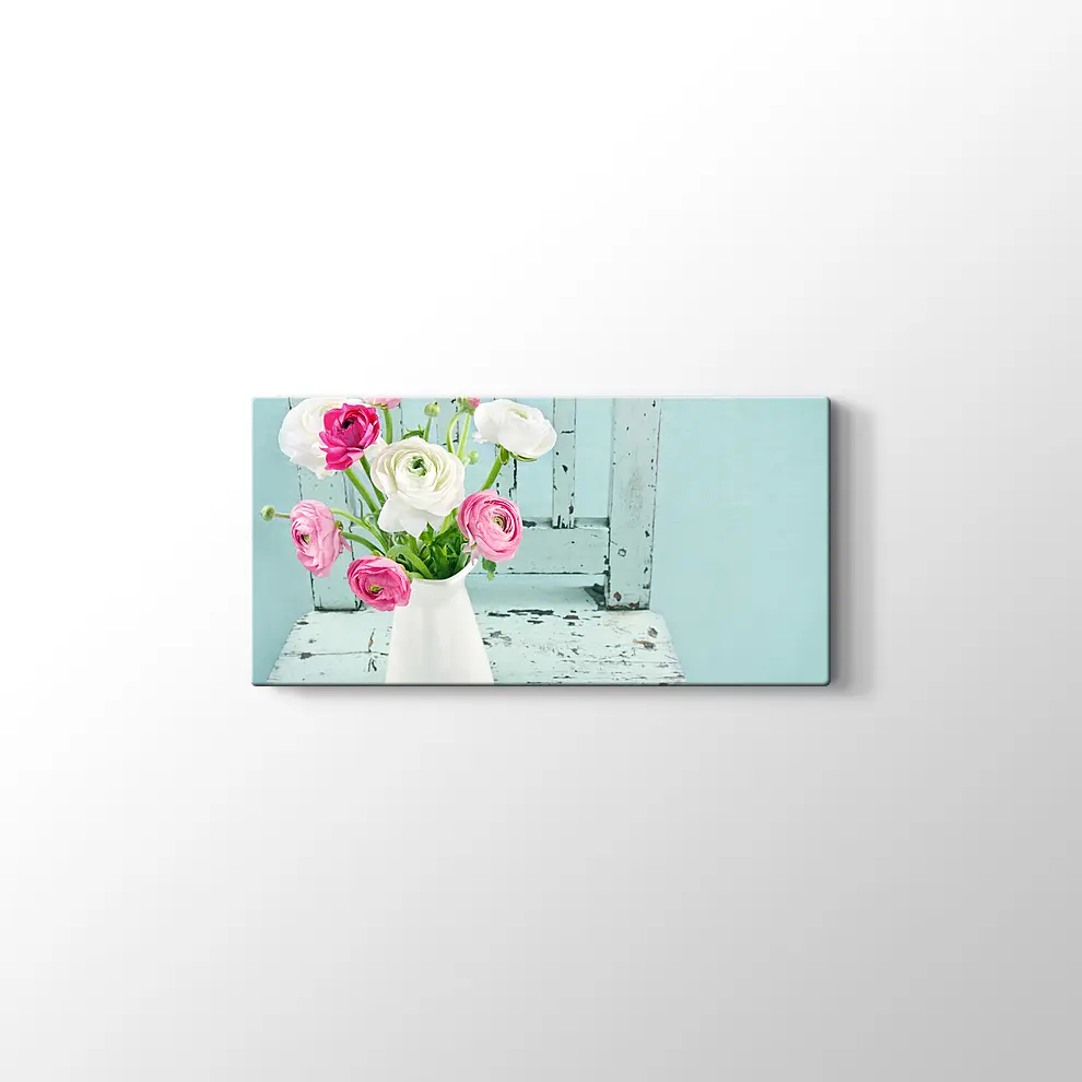 Vazoda Renkli Güller Kanvas Tablo