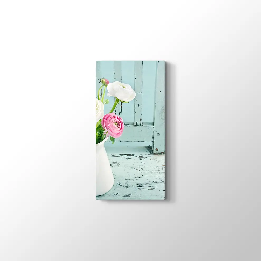 Vazoda Renkli Güller Kanvas Tablo