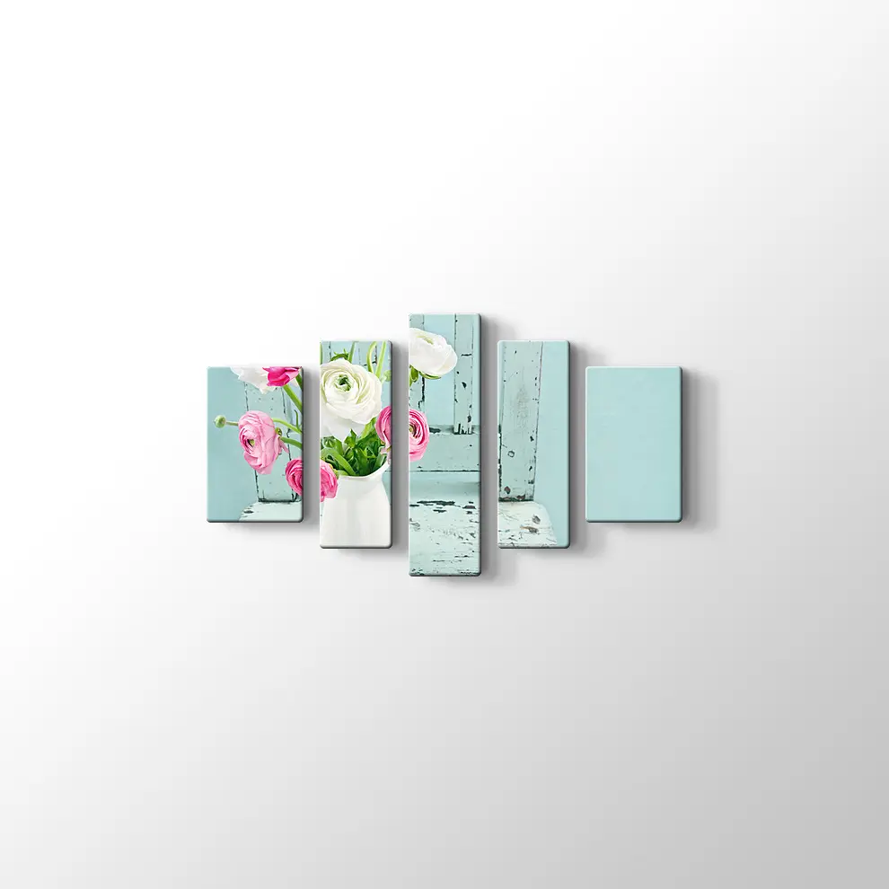 Vazoda Renkli Güller Kanvas Tablo