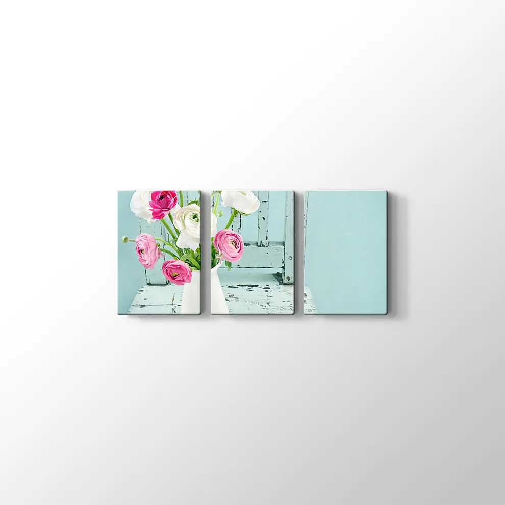 Vazoda Renkli Güller Kanvas Tablo