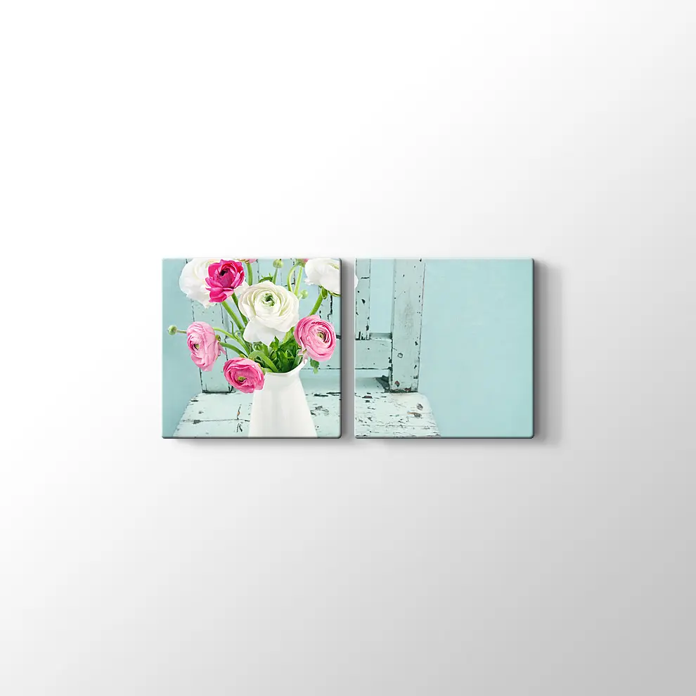 Vazoda Renkli Güller Kanvas Tablo