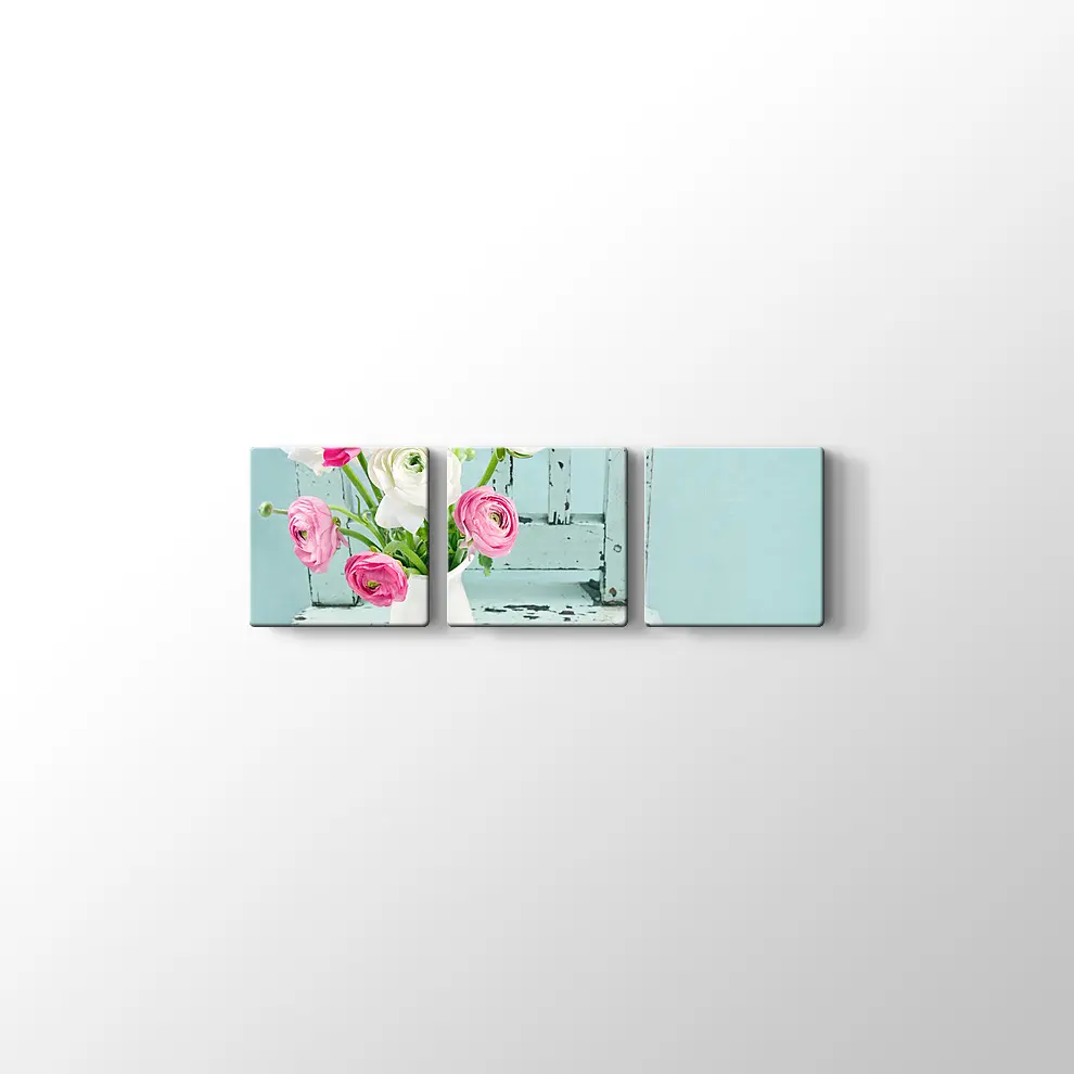 Vazoda Renkli Güller Kanvas Tablo