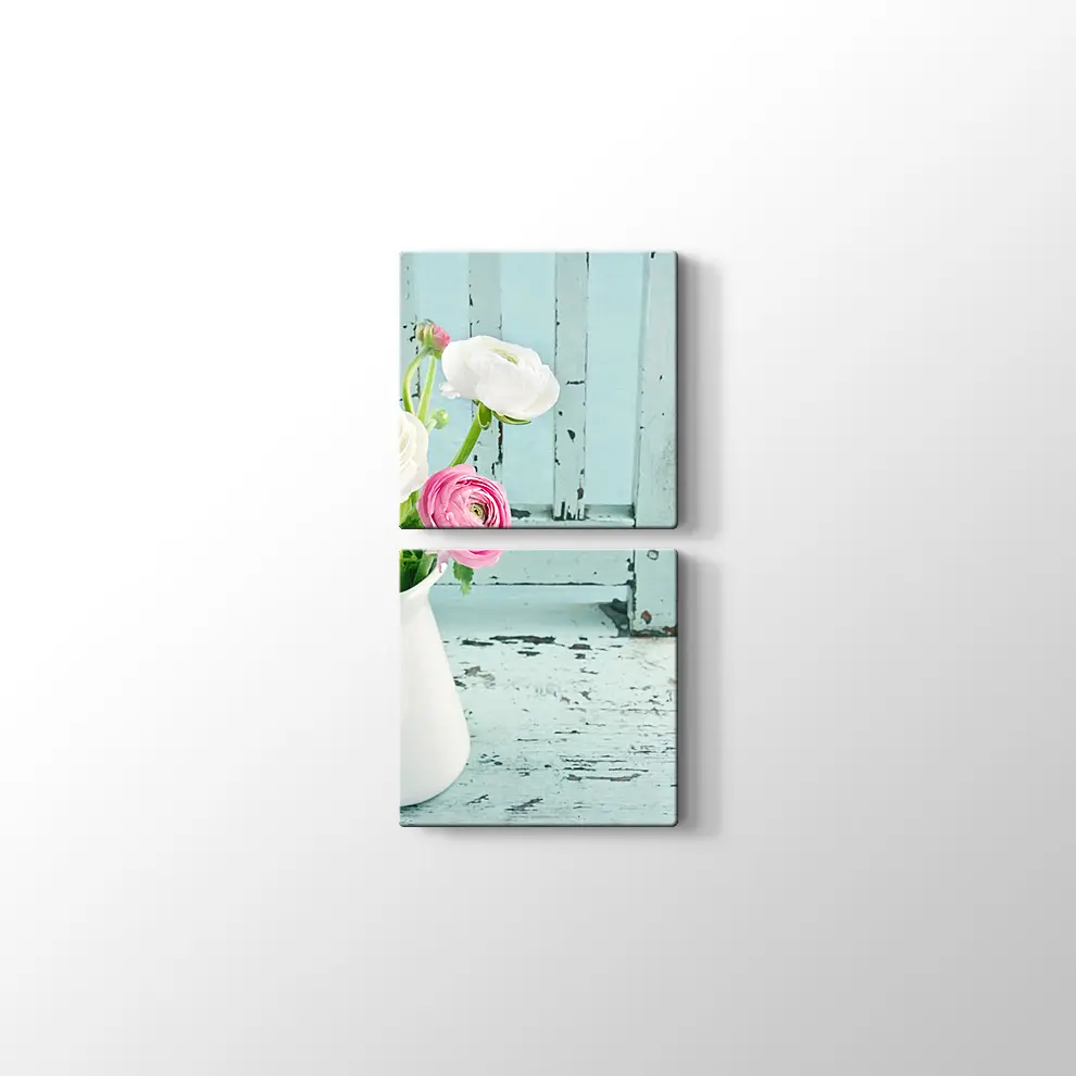 Vazoda Renkli Güller Kanvas Tablo