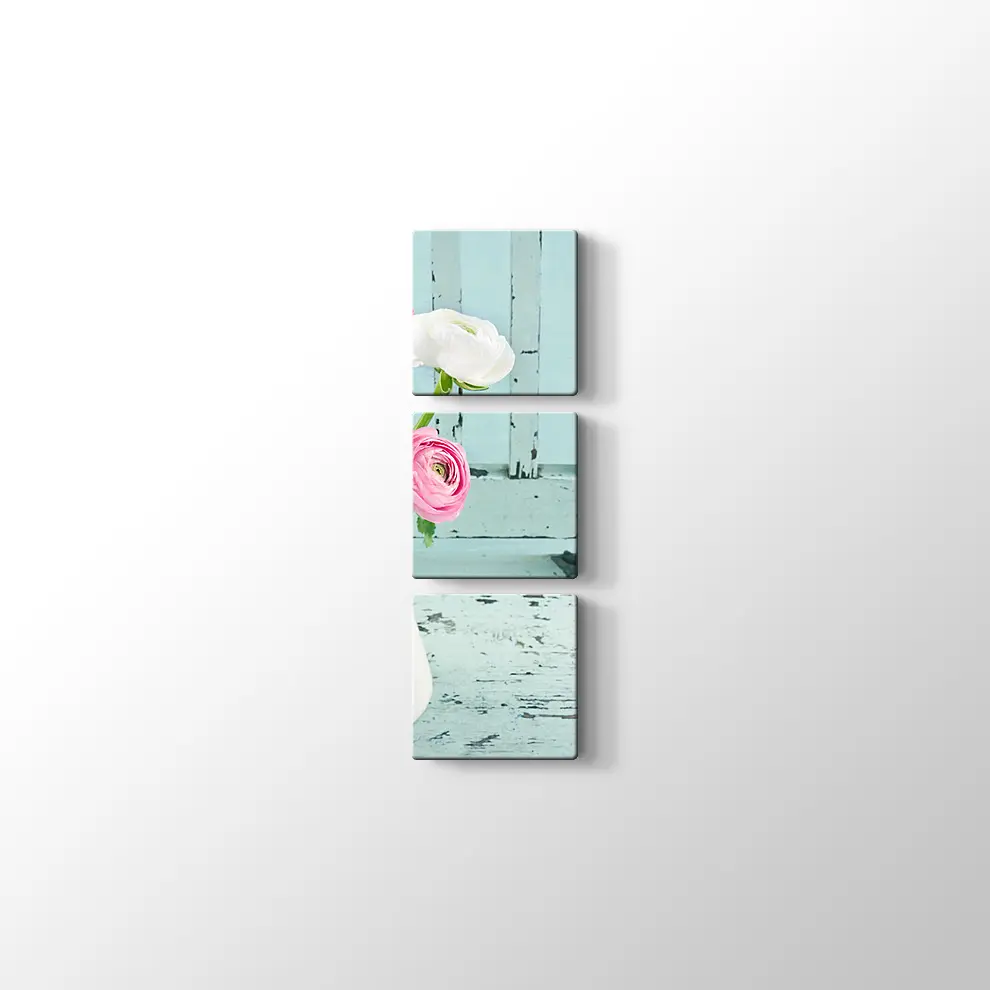 Vazoda Renkli Güller Kanvas Tablo