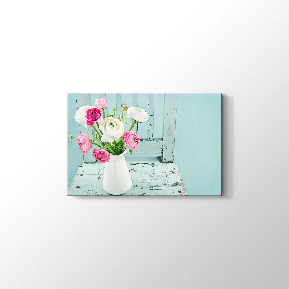 Vazoda Renkli Güller Kanvas Tablo